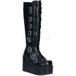 Buckled Concord Wedge Platform Black Boots