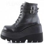 Shaker 52 Lace Up Front Stacked Wedge Ankle Boots