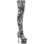 Adore Money Print Thigh High Platform Boot Stripper Boots