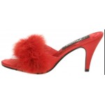 Amour Red Maribou Trimmed Slipper