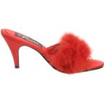 Amour Red Maribou Trimmed Slipper