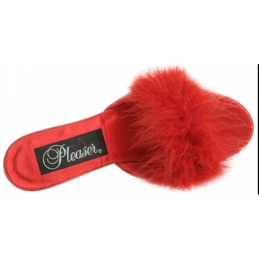 Amour Red Maribou Trimmed Slipper