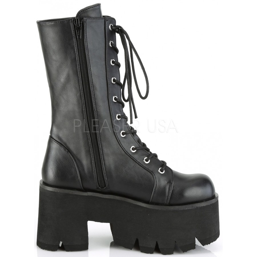 platform combat boots black