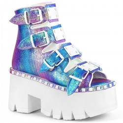 Ashes Womens Purple Iridescent Platform Sandal