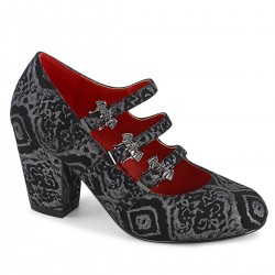 Bat Buckled Vivika Triple Strap Patterned Mary Janes