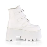 Ashes Bat Buckled White Ankle Boots