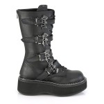 Emily Black Bat Buckled Boots for Women