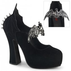 Demon Bat Black Velvet Mary Jane Pumps