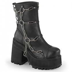 Assault Chained Block Heel Womens Combat Boots