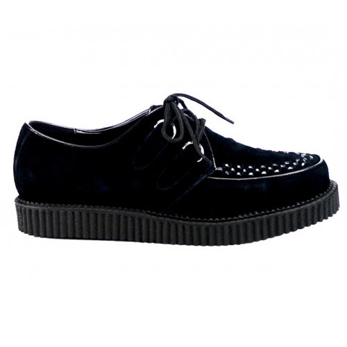Rockabilly Mens Black Suede Creeper Loafer - Gothic Shoes for Men