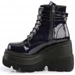 Shaker 52 Lace Up Black Hologram Wedge Ankle Boots