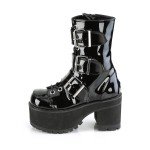 Ranger Buckled Black Patent Combat Boots