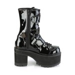 Ranger Buckled Black Patent Combat Boots