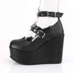 Poison Pentagram Black Gothic Wedge Mary Jane