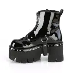 Ashes Black Patent Womens Ankle Boots