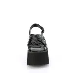 Ashes Chunky Heel Black Patent Slingback Sandal