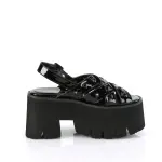 Ashes Chunky Heel Black Patent Slingback Sandal