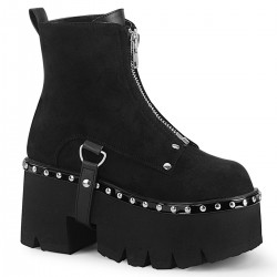 Ashes Black Suede Womens Ankle Boots