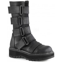 Lilith Black Wide Strap Mid-Calf Boots