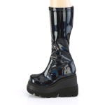 Black Hologram Shaker-65 Womens Knee Boots