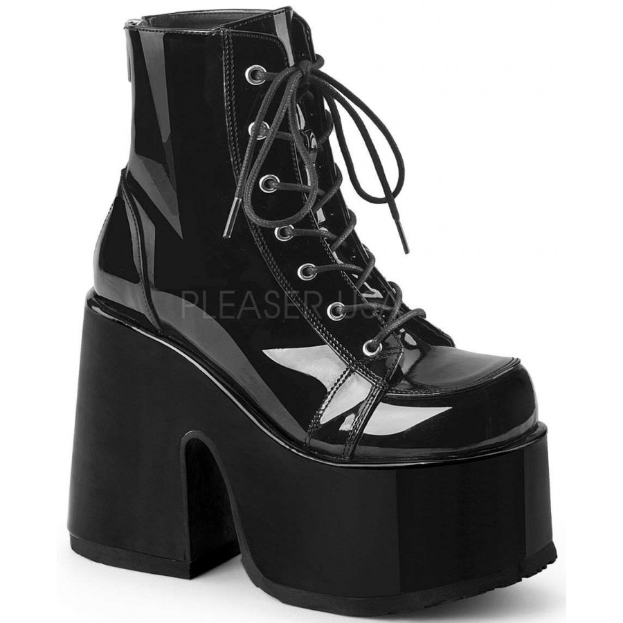 Women's Patent Leather Chunky Heels Ankle Boots