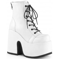 White Camel Chunky Heel Platform Boots