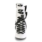 Coffin Buckled Granny Gothic White Ankle Boots