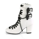 Coffin Buckled Granny Gothic White Ankle Boots