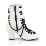 Coffin Buckled Granny Gothic White Ankle Boots