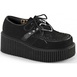 Heart Ring Faux Suede Black Creeper for Women