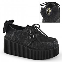 Black Lace Overlay Womens Creeper Shoes