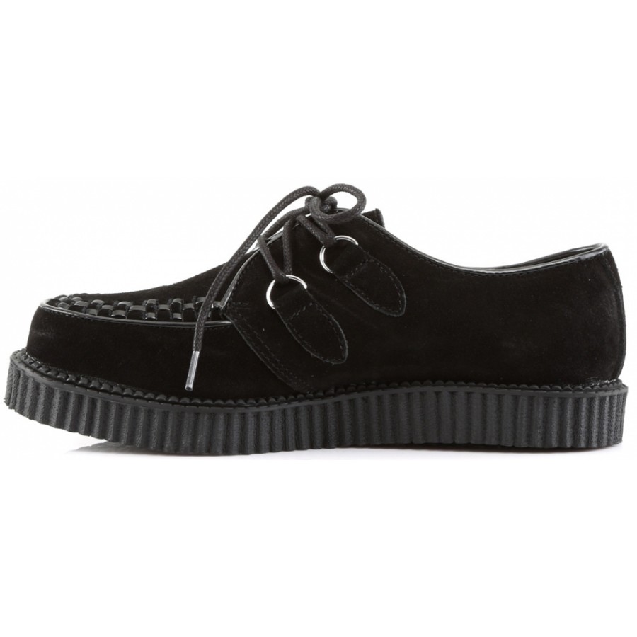 Demonia Creepers 202 Ladies Goth Punk Rockabilly Creeper Black Fur Suede  Shoes