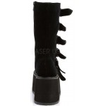 Damned Black Velvet Buckled Gothic Boots for Women