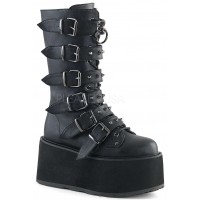 Damned Black Buckled Gothic Boots for Women