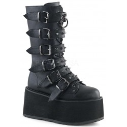 Damned Black Buckled Gothic Boots for Women