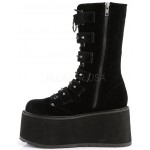 Damned Black Velvet Buckled Gothic Boots for Women