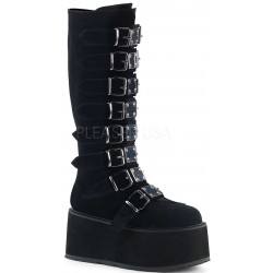 Damned Black Velvet Gothic Knee Boots for Women