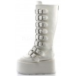 Damned White Gothic Knee Boots for Women