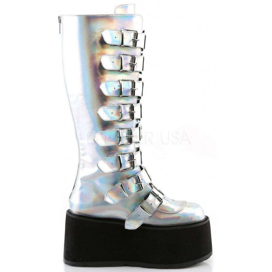 knee high holographic boots