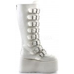 Damned White Gothic Knee Boots for Women