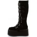 Damned Black Velvet Gothic Knee Boots for Women
