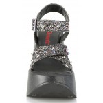 Dynamite Star Womens Platform Black Glitter Sandal