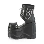 Wave Black Platform Sandal Bootsies with Chain