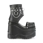 Wave Black Platform Sandal Bootsies with Chain