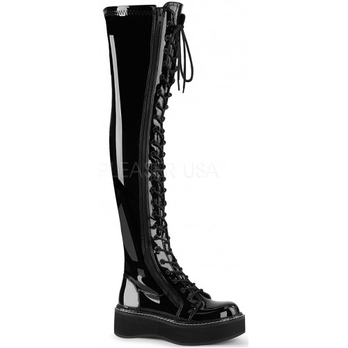 thigh high patent leather platform boots