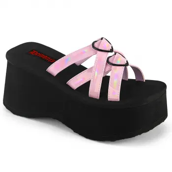 Heart Ring Pink Hologram Platform Clogs