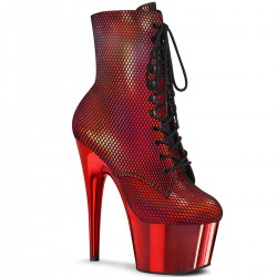 Adore Red Hologram Fishnet Ankle Boots