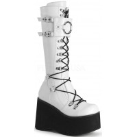 Kera White Platform Knee High Buckled Boots