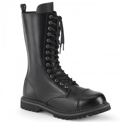 14 Eyelet Leather Boots for Men with Steel Toe