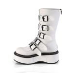 Emily White Heart Combat Boots